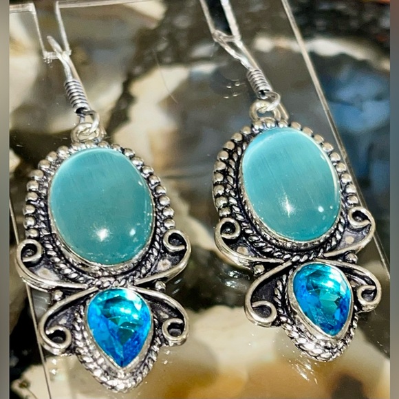 Chrysoberyl Cat’s Eye Earrings 2” - Picture 12 of 17